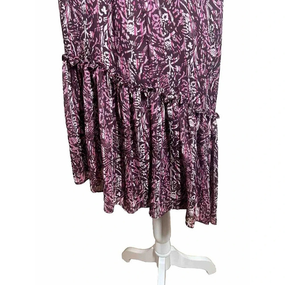 White House Black Market Raspberry Floral Sleeveless Chiffon Tiered Dress Sz S - Picture 7 of 12